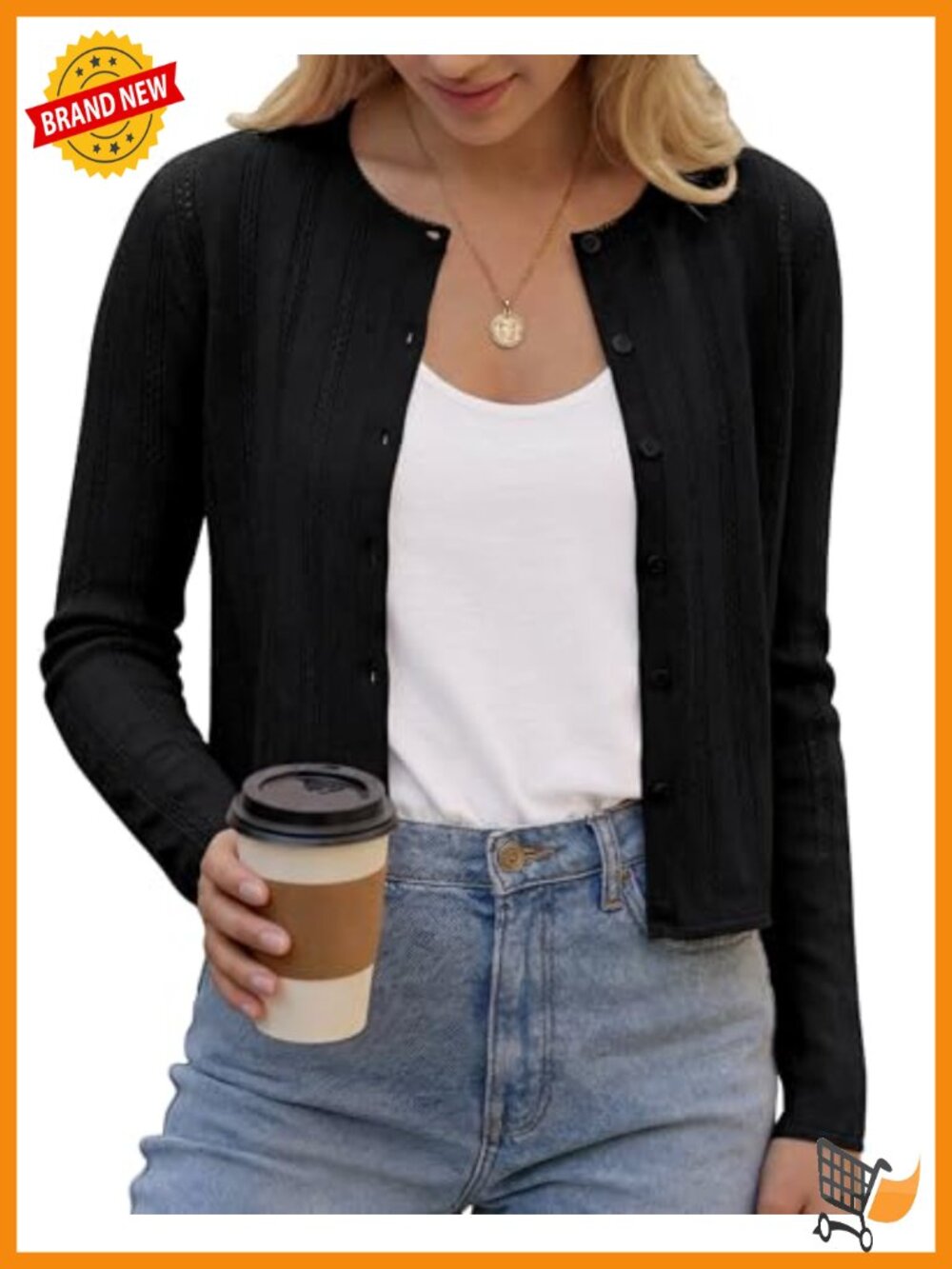100% Cotton Cropped Cardigan Button Down Lightweight Sweater